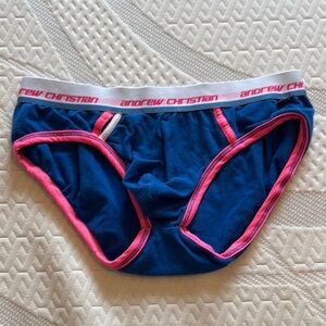 Andrew Christian Blue and Pink Pouch Briefs
